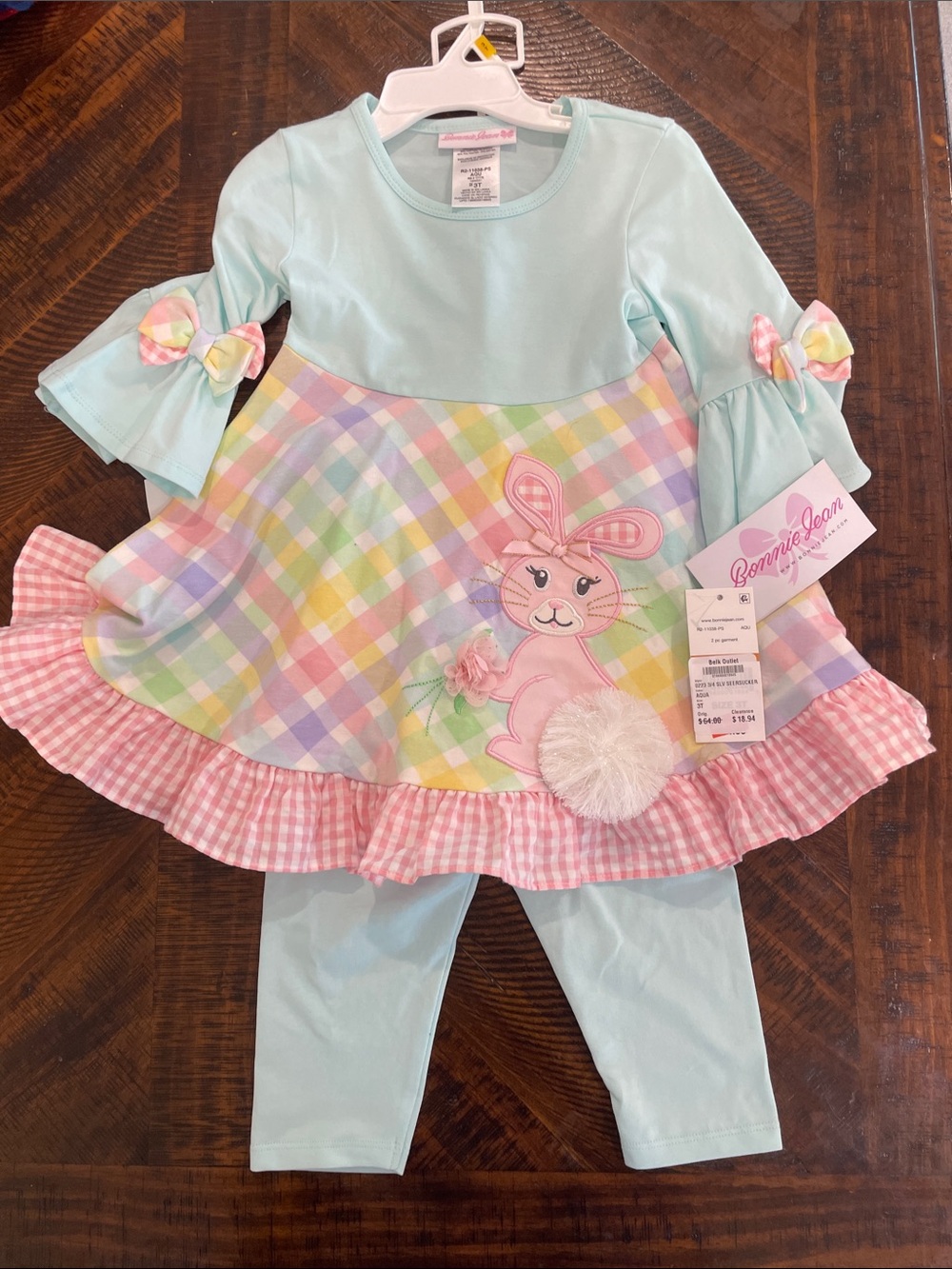 Bonnie Jean Pastel Bunny Tunic & Leggings Set - Mint, Pink, Multi